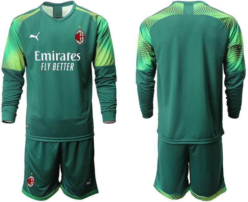 Men 2020-2021 club AC Milan Dark green long sleeve goalkeeper Soccer Jerseys->ac milan jersey->Soccer Club Jersey